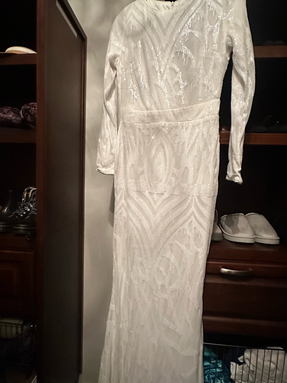 Long Sleeve White evening gown